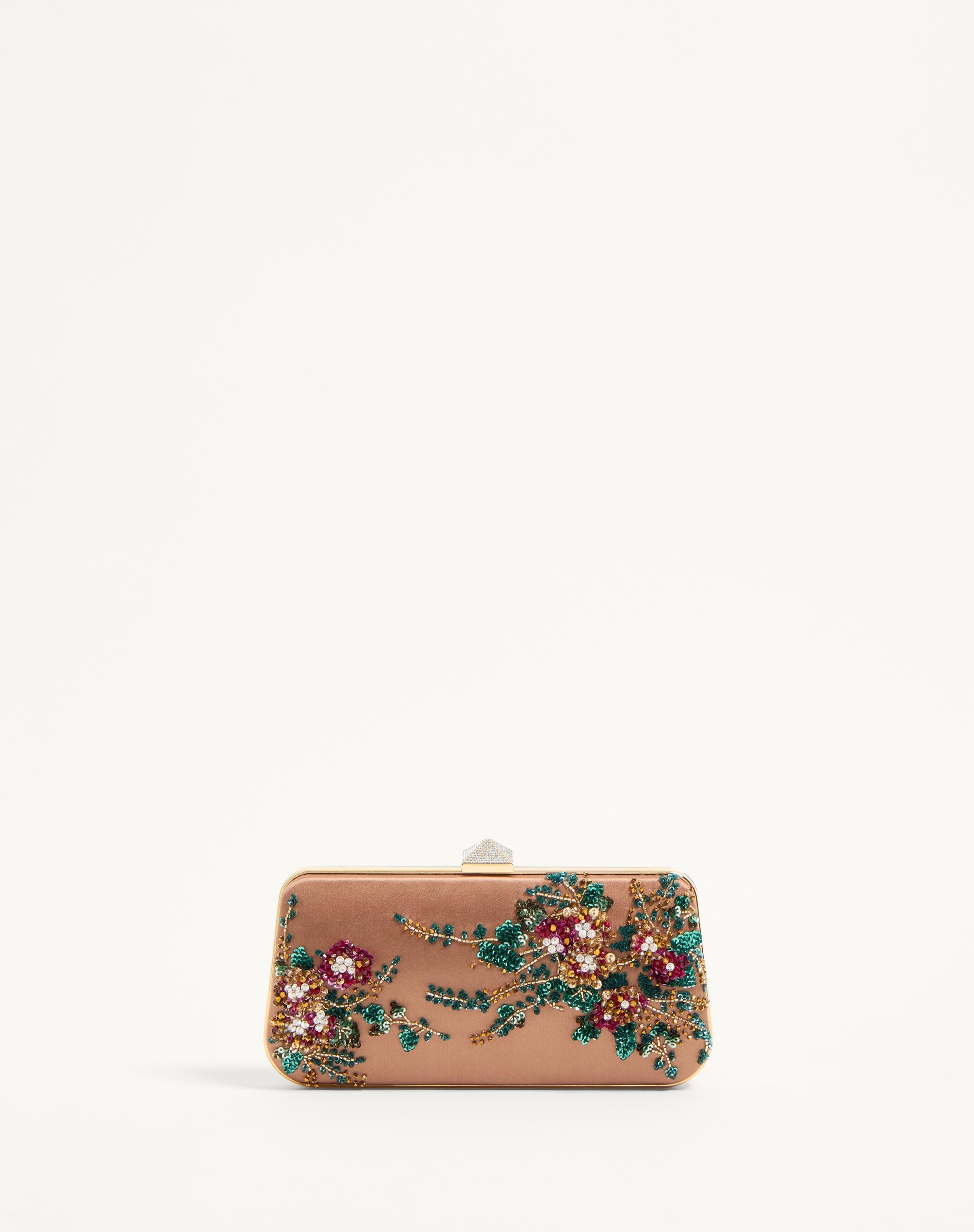 CARRY SECRETS SATIN MINAUDIERE WITH FLORAL EMBROIDERY - 5