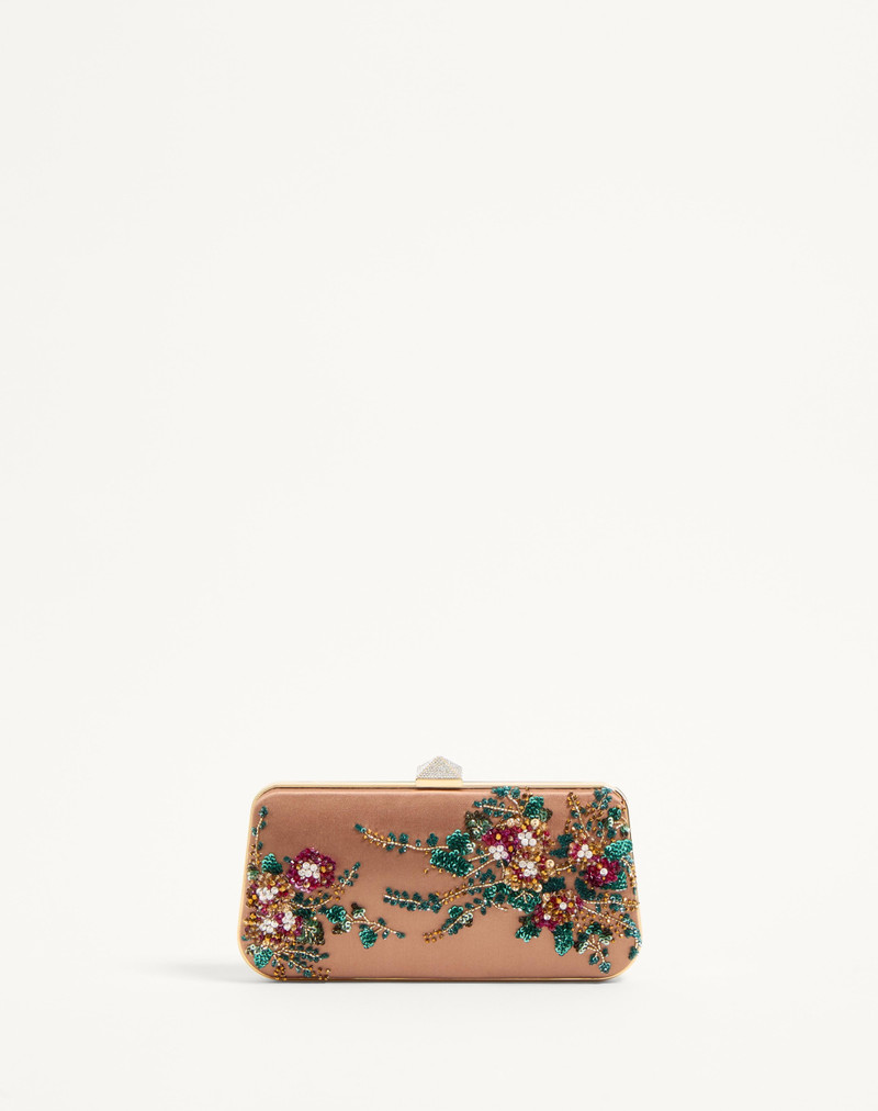 CARRY SECRETS SATIN MINAUDIERE WITH FLORAL EMBROIDERY 5