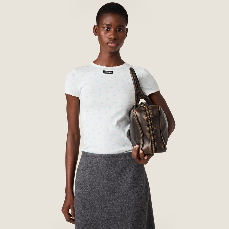 Miu Miu Ribbed jersey T-shirt outlook