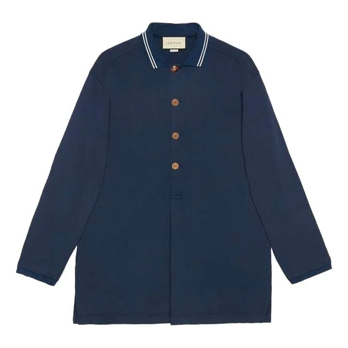 Men's Gucci SS21 Long Sleeves Autumn Blue Polo Shirt 573268-XJA6J-4345 - 1