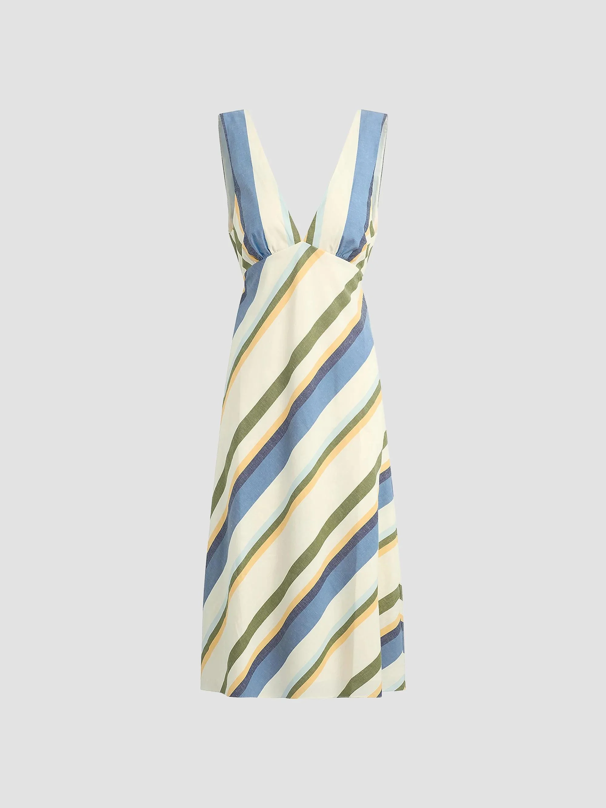 Women's Joni Striped Cotton-Blend A-Line Midi-Dress - Azure Variegated - 1