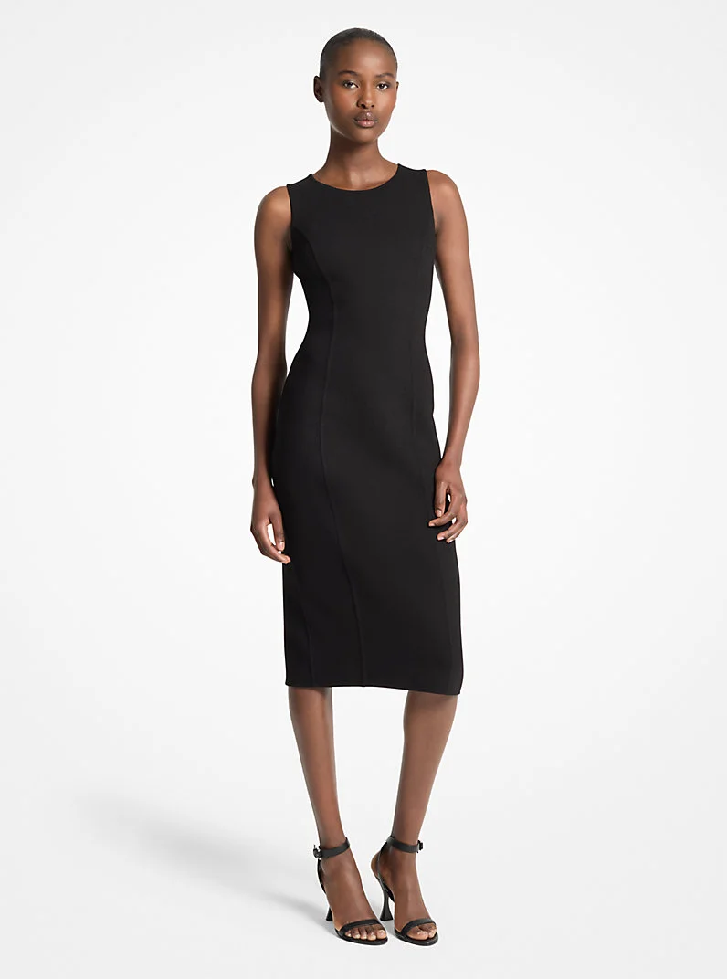 Double-Faced Stretch Wool Crepe Sheath Dress - 1