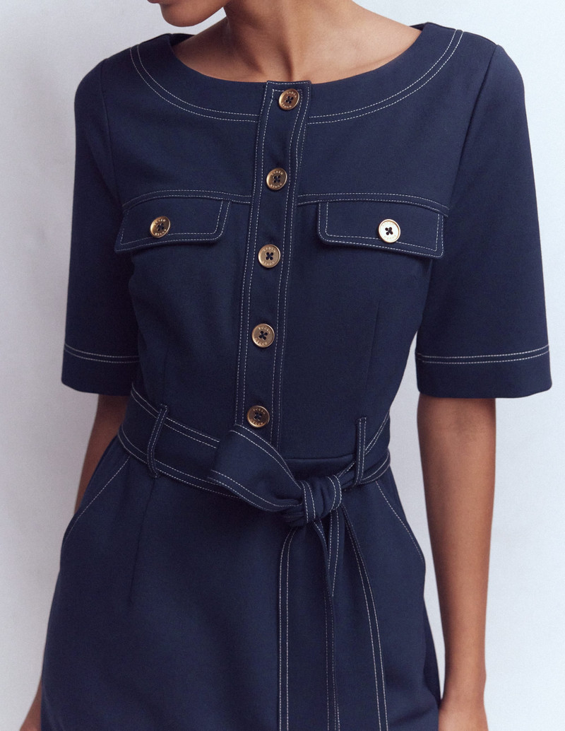 Bria Ponte Shift Dress-Navy 3
