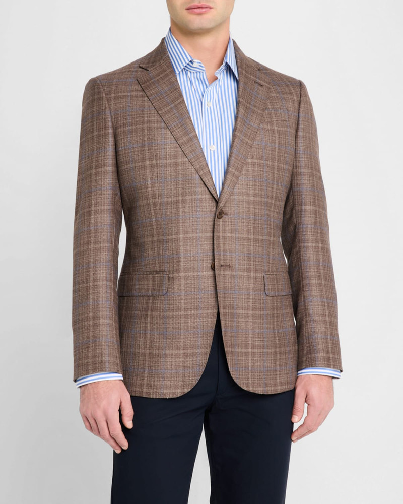 남자의 질감 Plaid 스포츠 코트 4