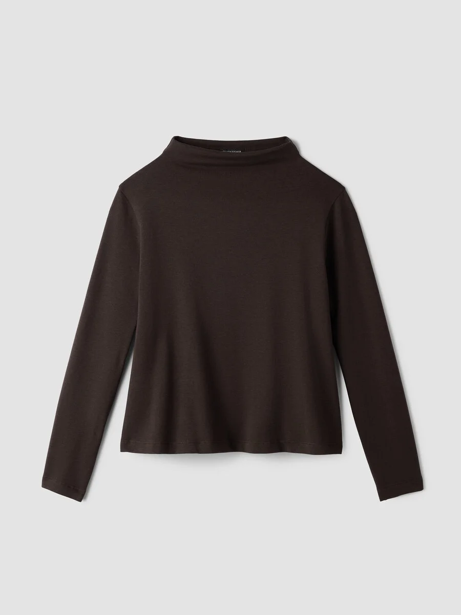 Cozy Brushed Terry Hug Funnel Neck Top - 1