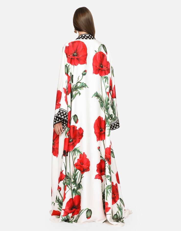 Poppy-print twill caftan - 3