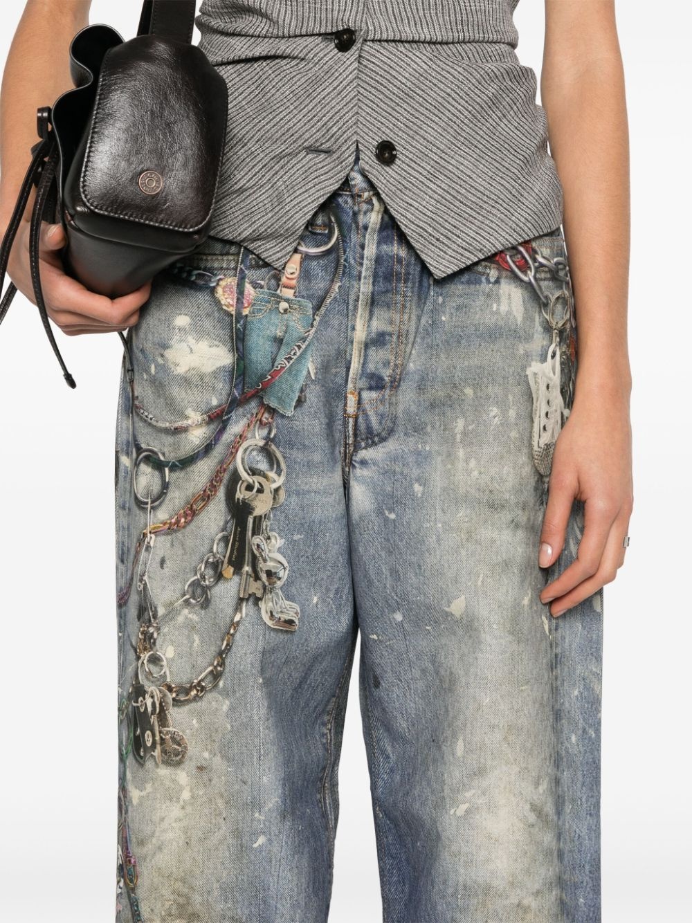 Acne Studios keychain-print wide-leg jeans | farfetch