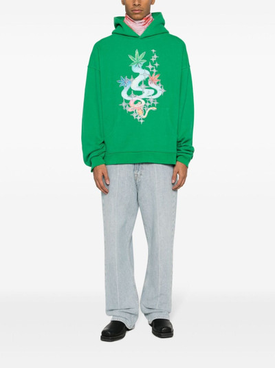 ERL leaf-print cotton hoodie outlook