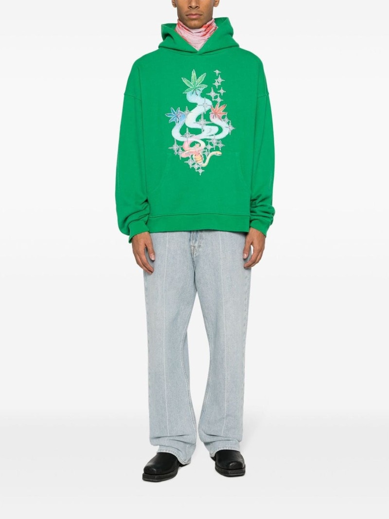 ERL leaf-print cotton hoodie outlook