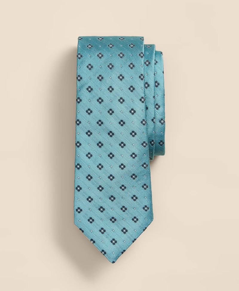 Silk Flower Dot Foulard Tie 1