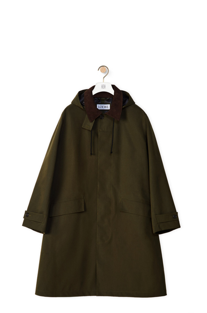 Hooded overcoat in organic cotton 1