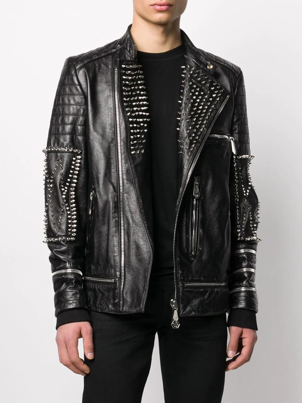 studded biker jacket - 3