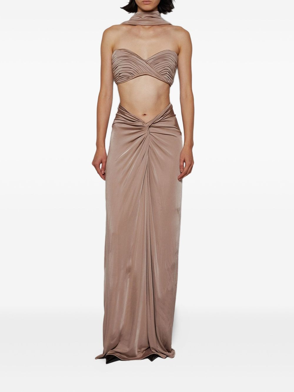pleated halterneck top - 2
