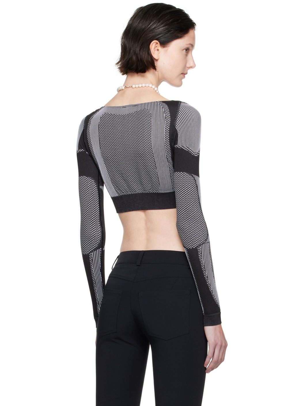 Black & White Cropped Sport Top - 3