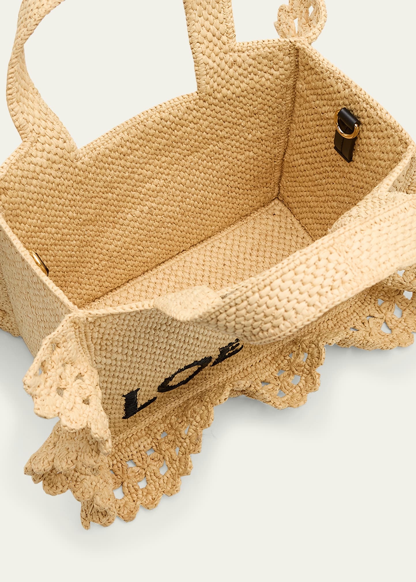 Small Ruffled Tote Bag in Raffia - 4