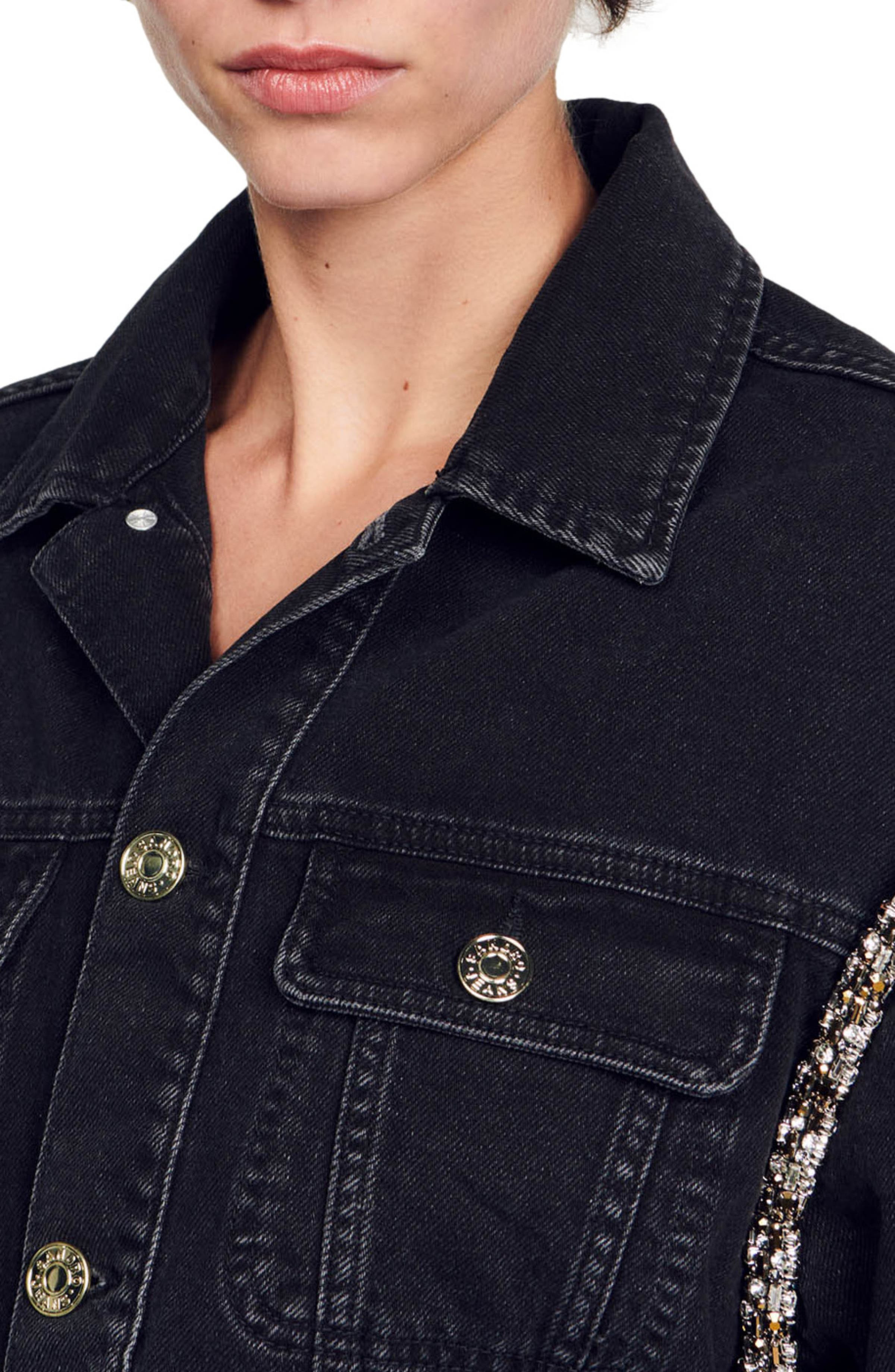 Paloma Rhinestone Seam Denim Jacket - 4