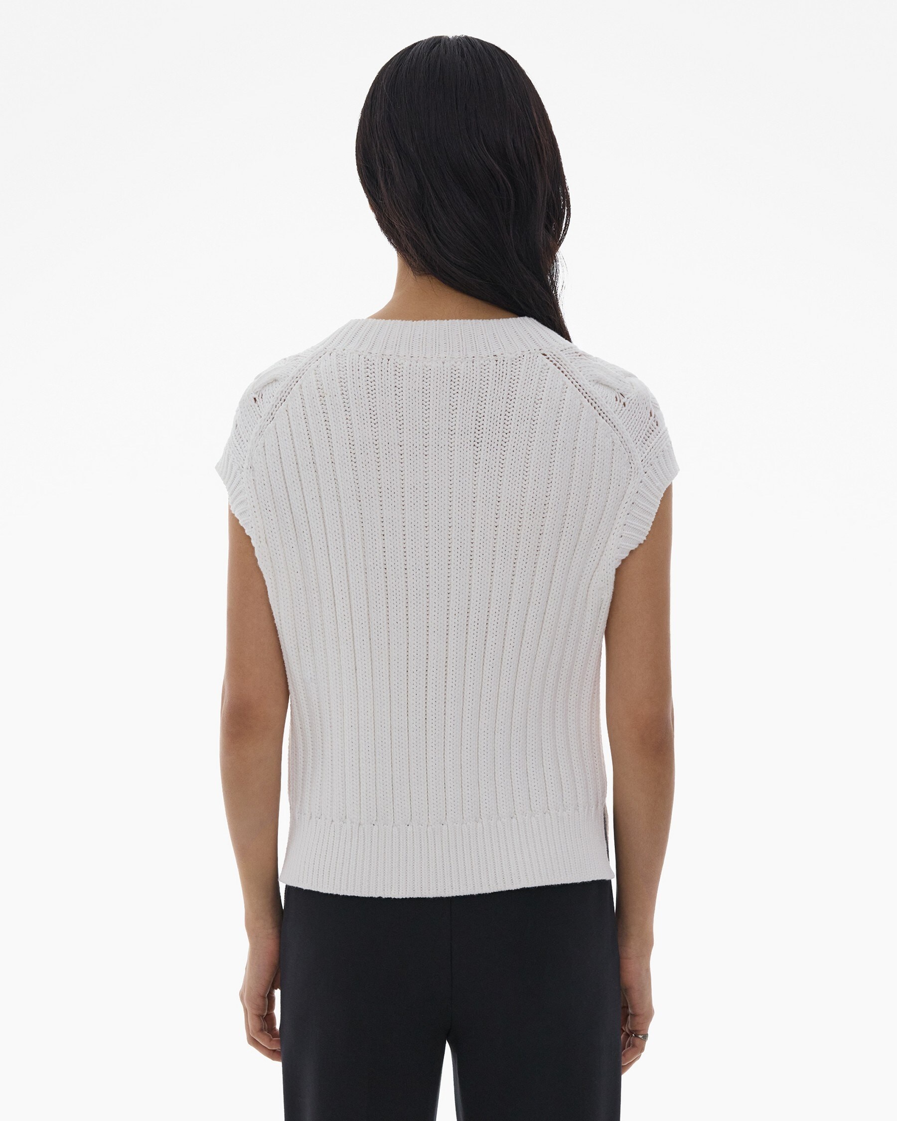 CABLE KNIT SWEATER VEST - 4