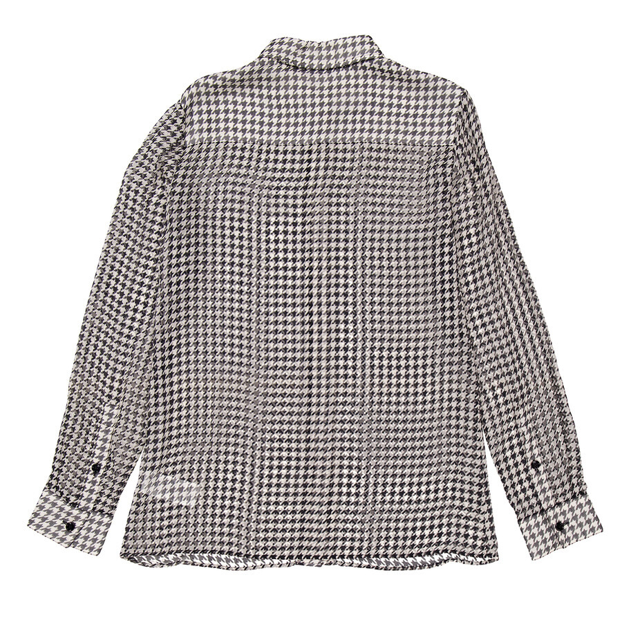 Burberry Houndstooth-Print Silk Shirt - 6
