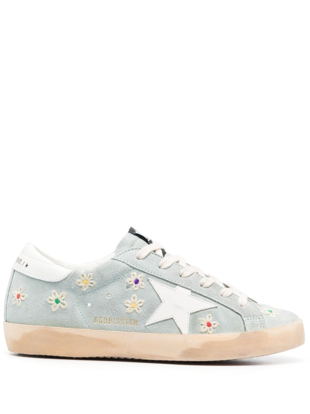 Superstar floral-embroidered suede sneakers - 1