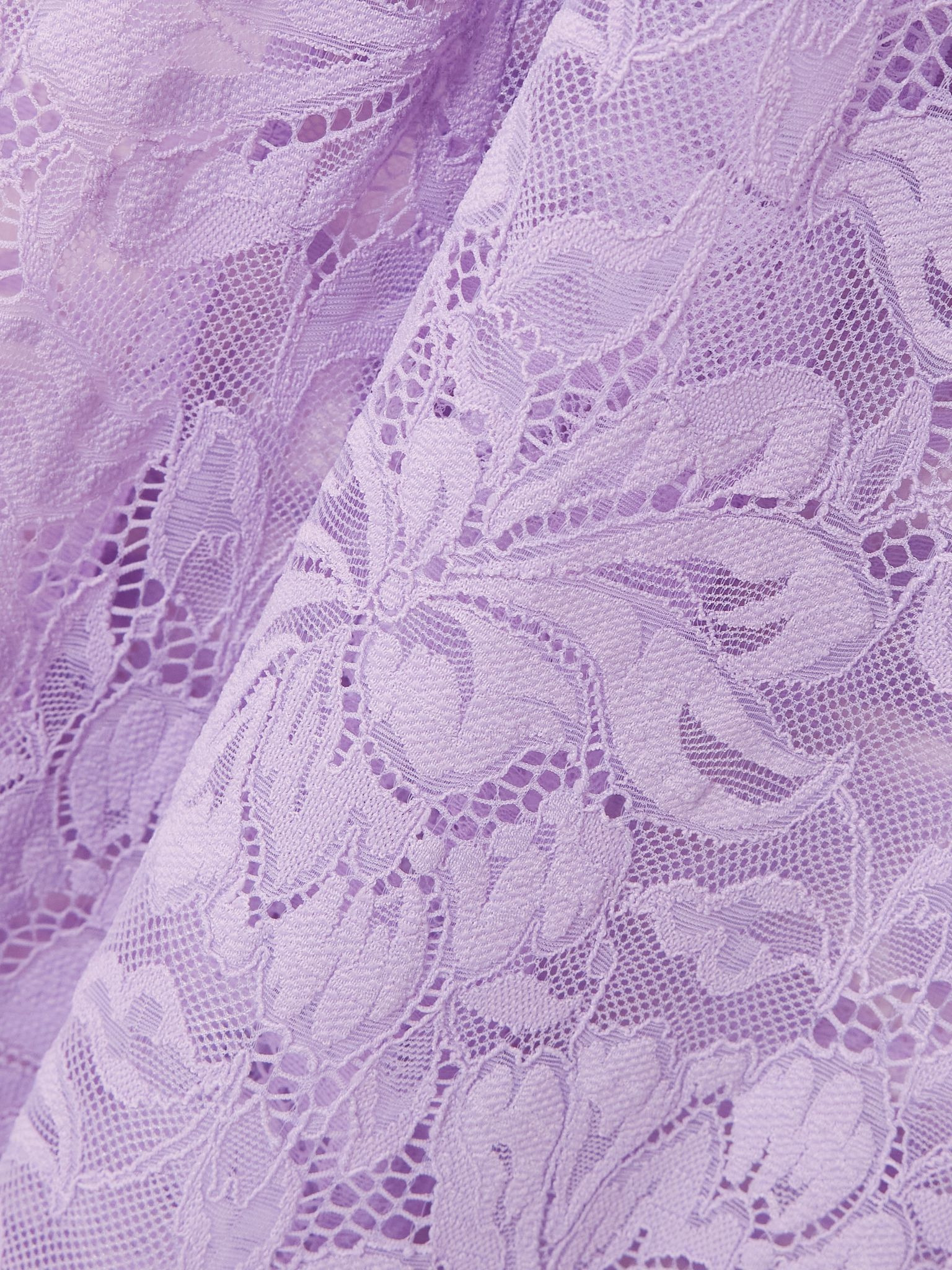 Off-the-shoulder twist-front guipure lace midi dress Lilac - 4