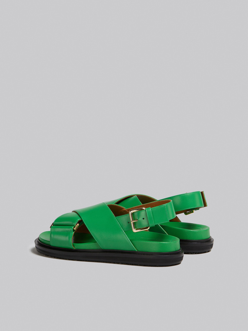 Marni GREEN LEATHER CRISS-CROSS SANDAL outlook