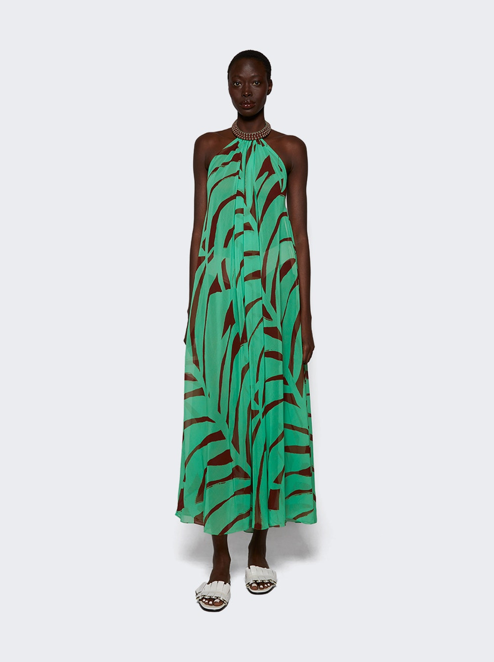 Tactile Winds Maxi Dress Swim Palm Stripes Burgundy Mint - 5