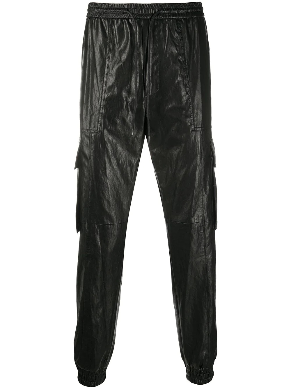 textured drawstring waist track pants - 1