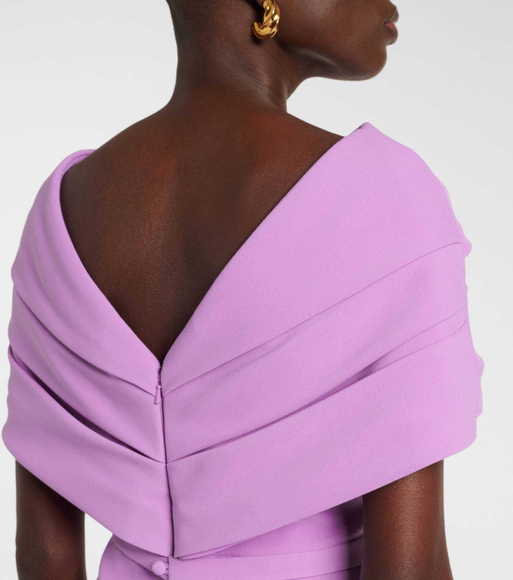Loura draped peplum crêpe midi dress - 7