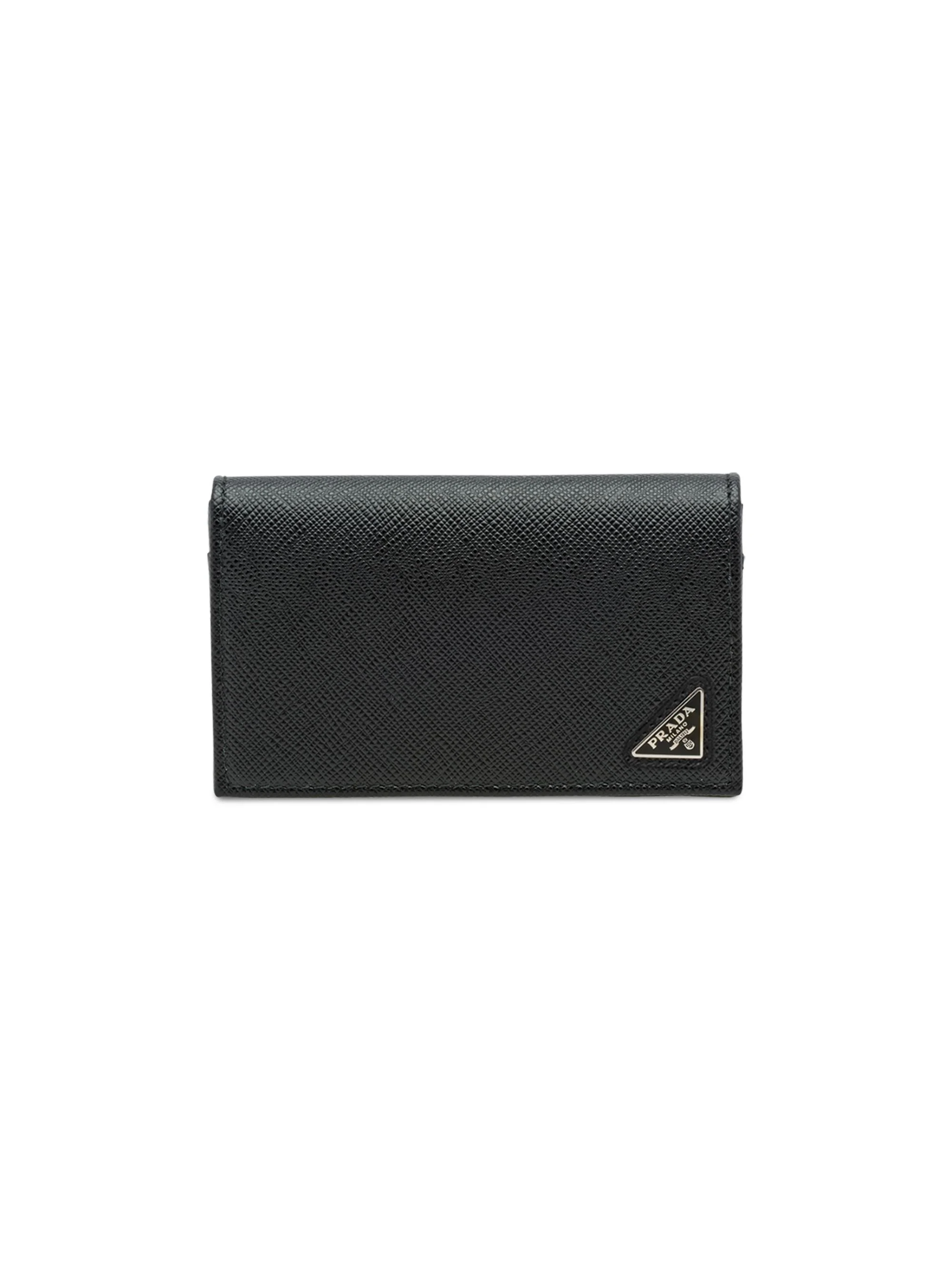 Men's Saffiano Leather Card Holder - Black - 1