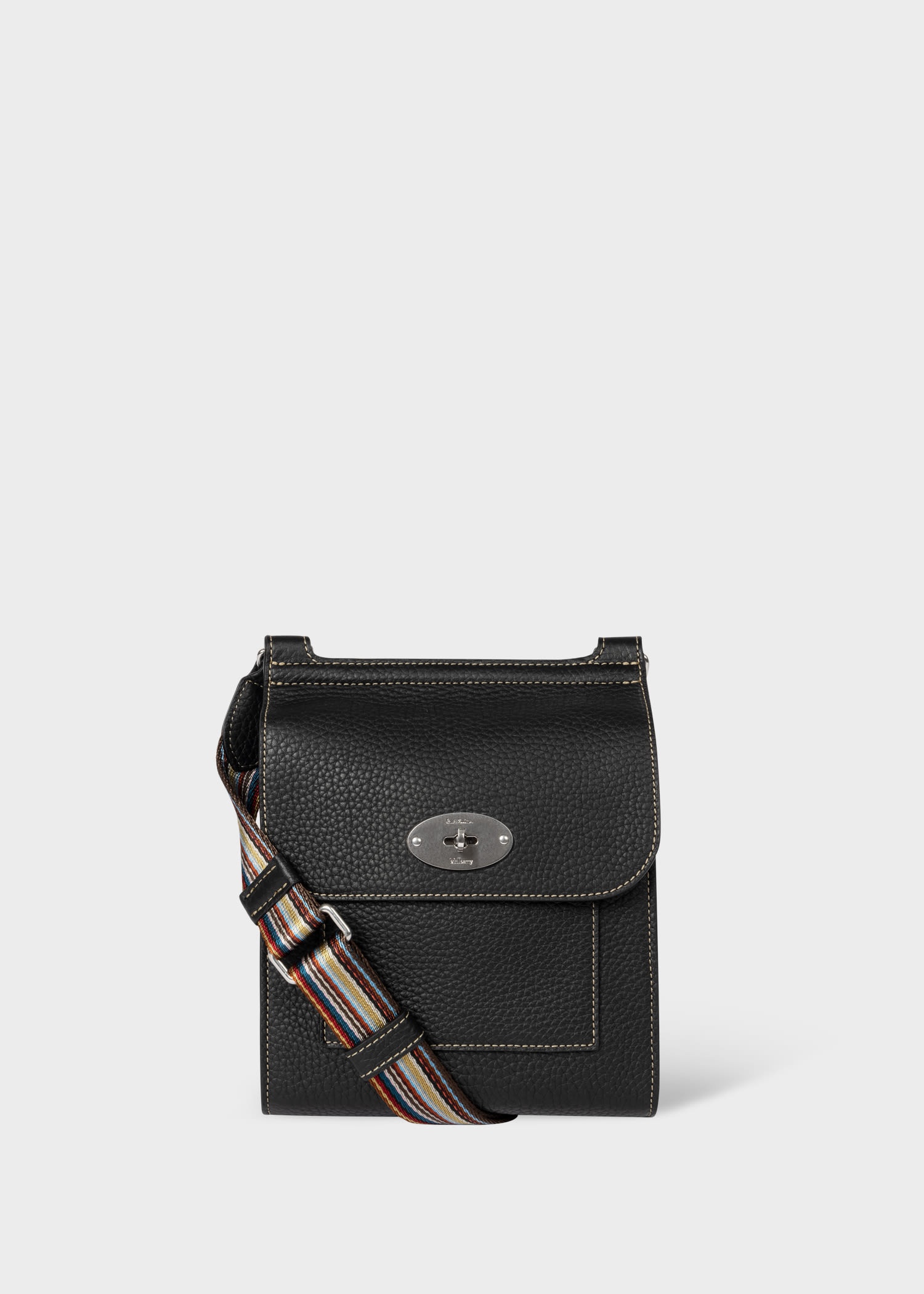 Paul Smith Logo-debossed Leather Messenger Bag in Black for Men