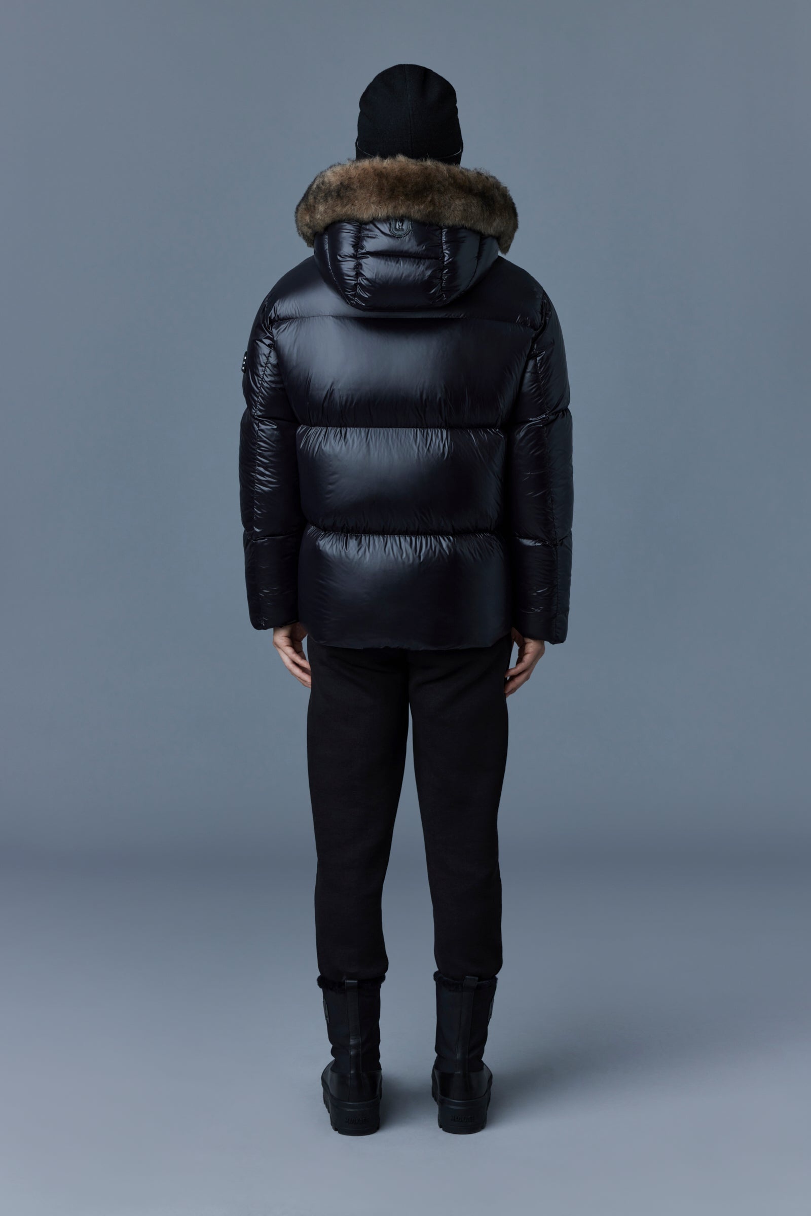 KENT lustrous light down jacket with shearling - 4