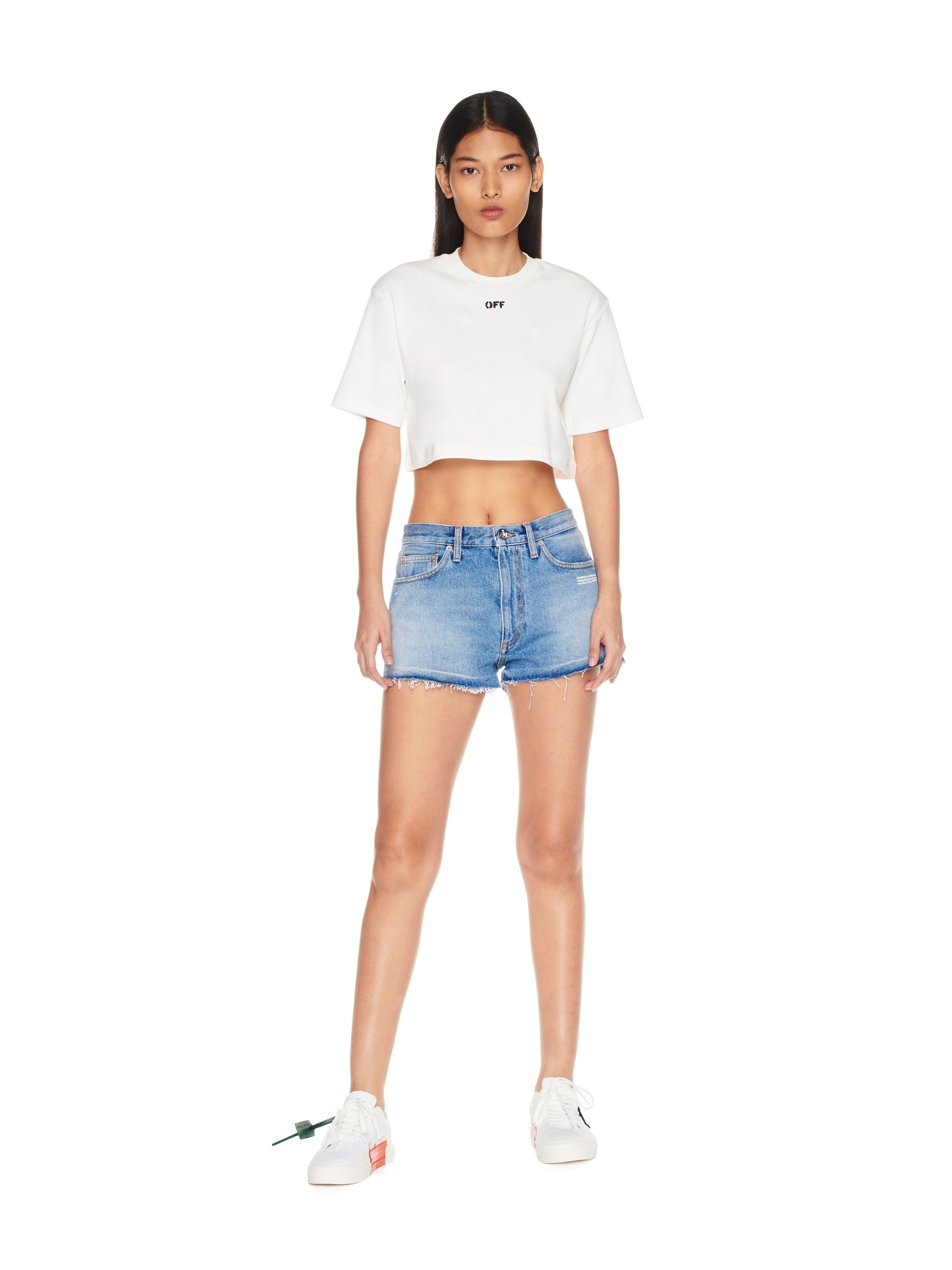Off Stamp Ribbed Cropped Tee - 2