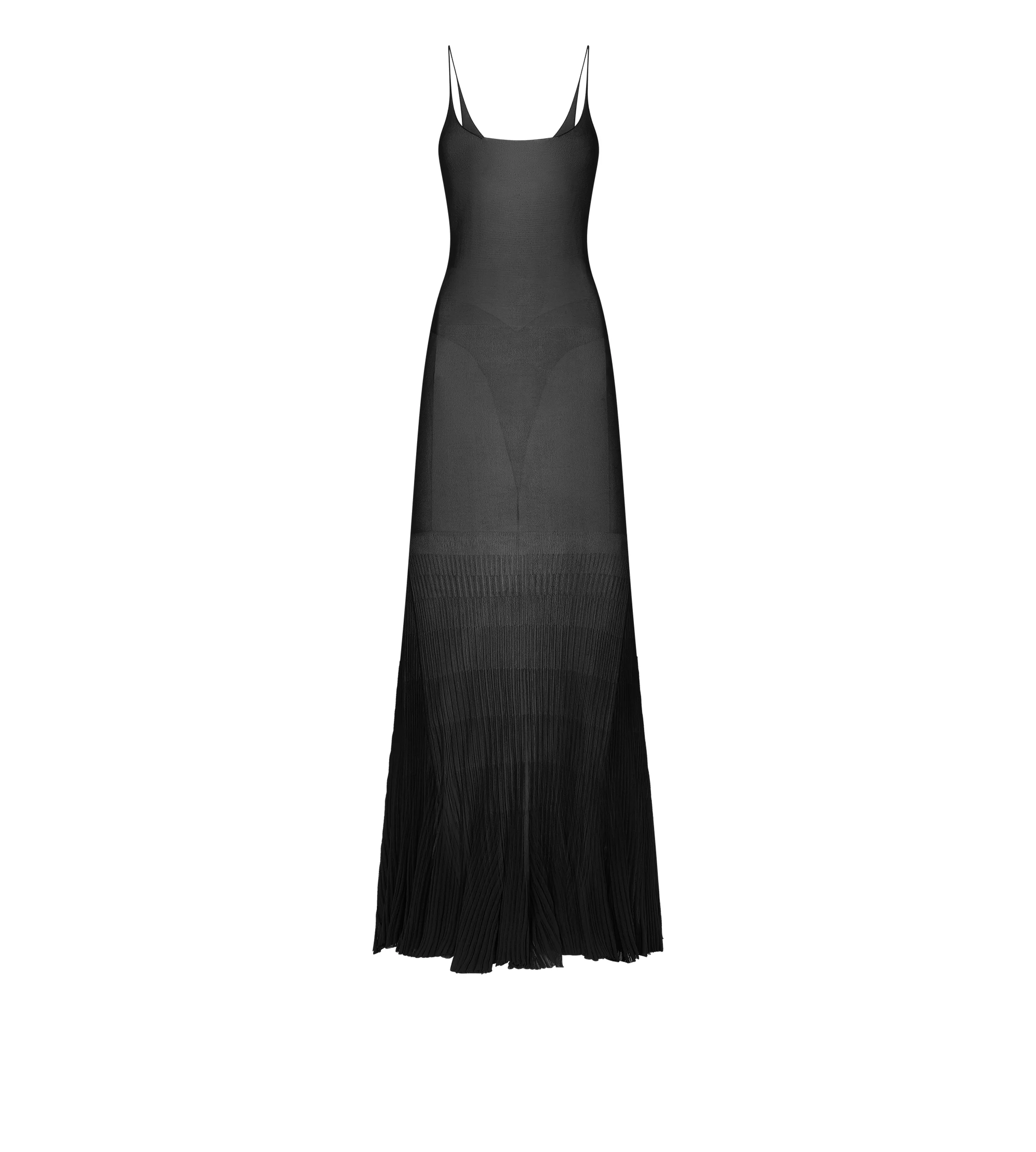 FLOOR LENGTH SHEER KNIT SLIP DRESS - 1