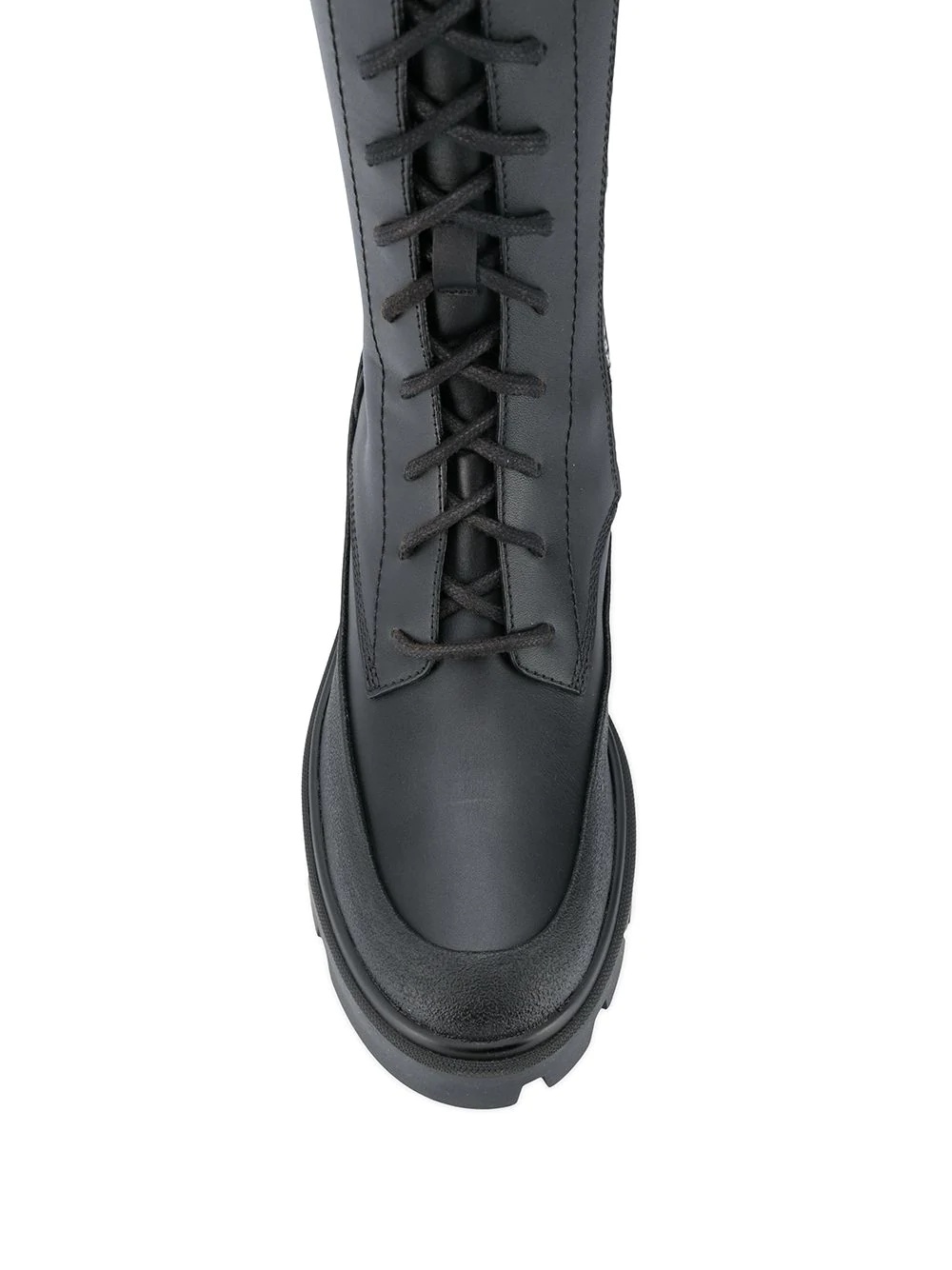 leather lace-up military boots - 4