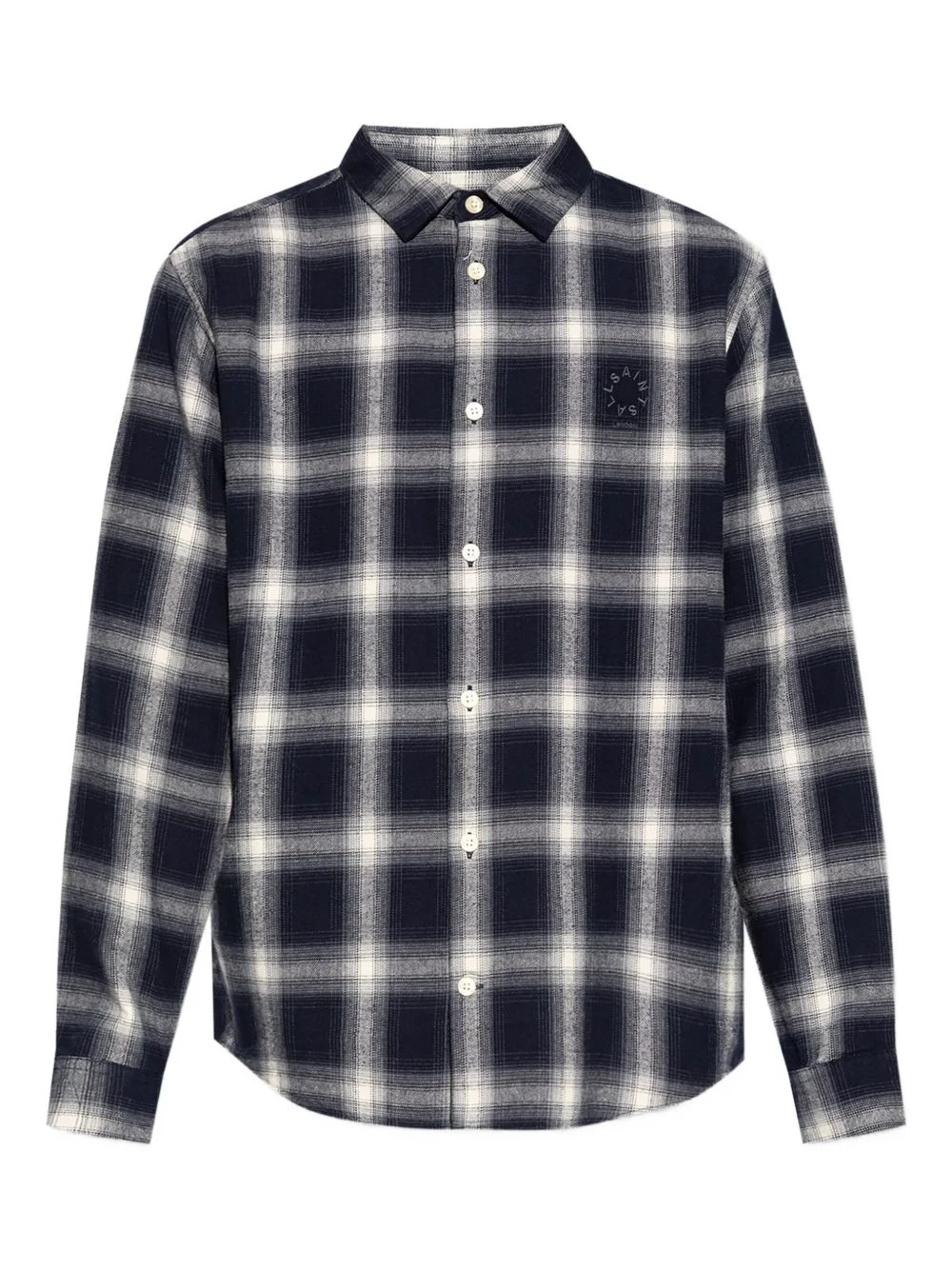 check-embroidered shirt - 1