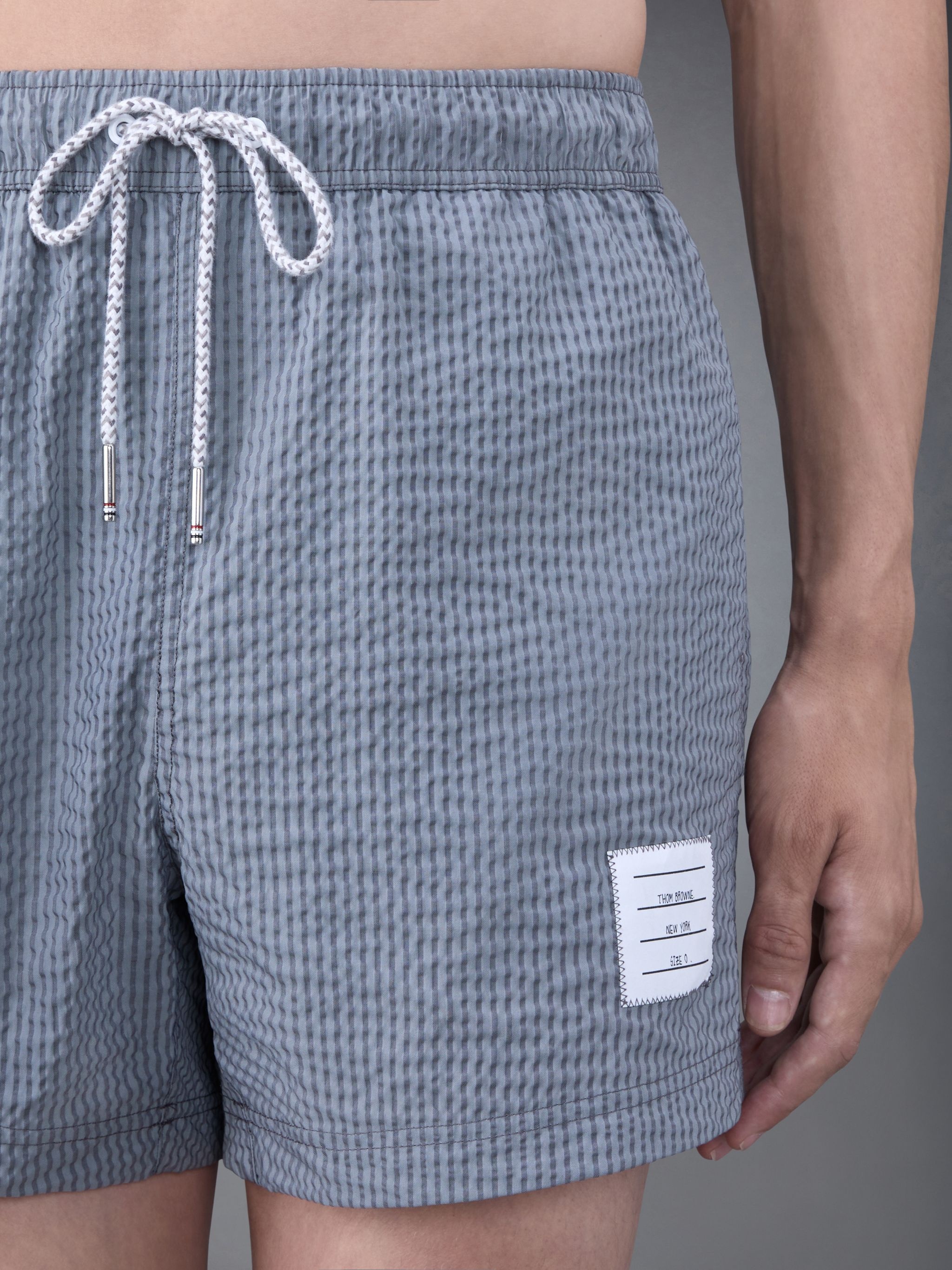 striped seersucker-texture swim shorts - 4