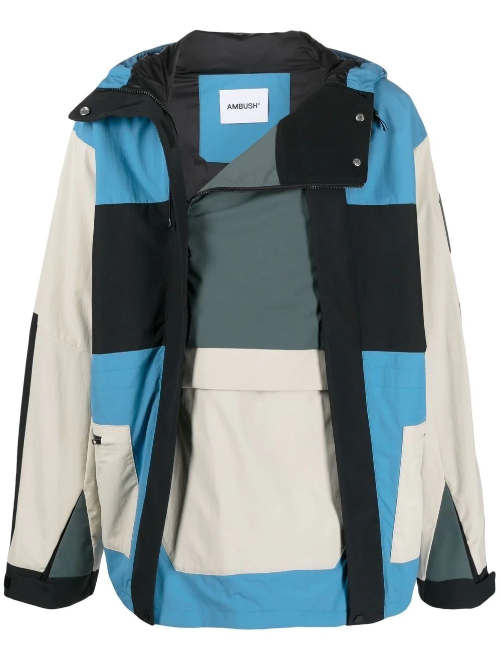 colour-block hooded jacket - 1