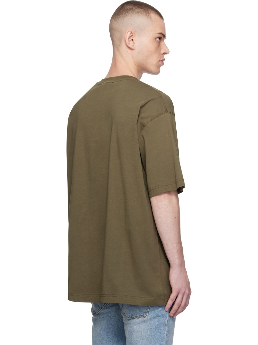 Khaki Screen-Printed T-shirt - 3