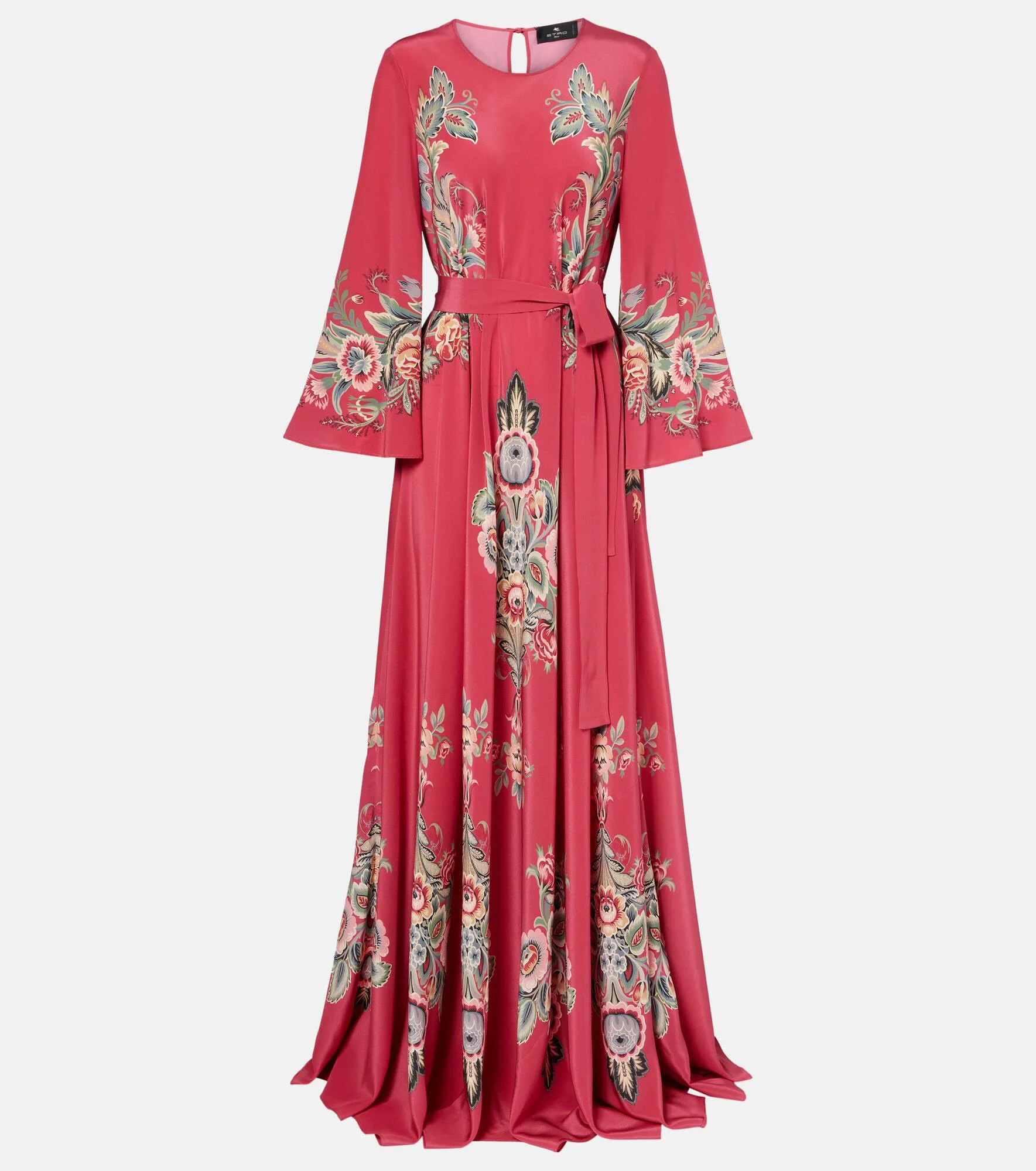 Belted printed silk maxi dress - 1