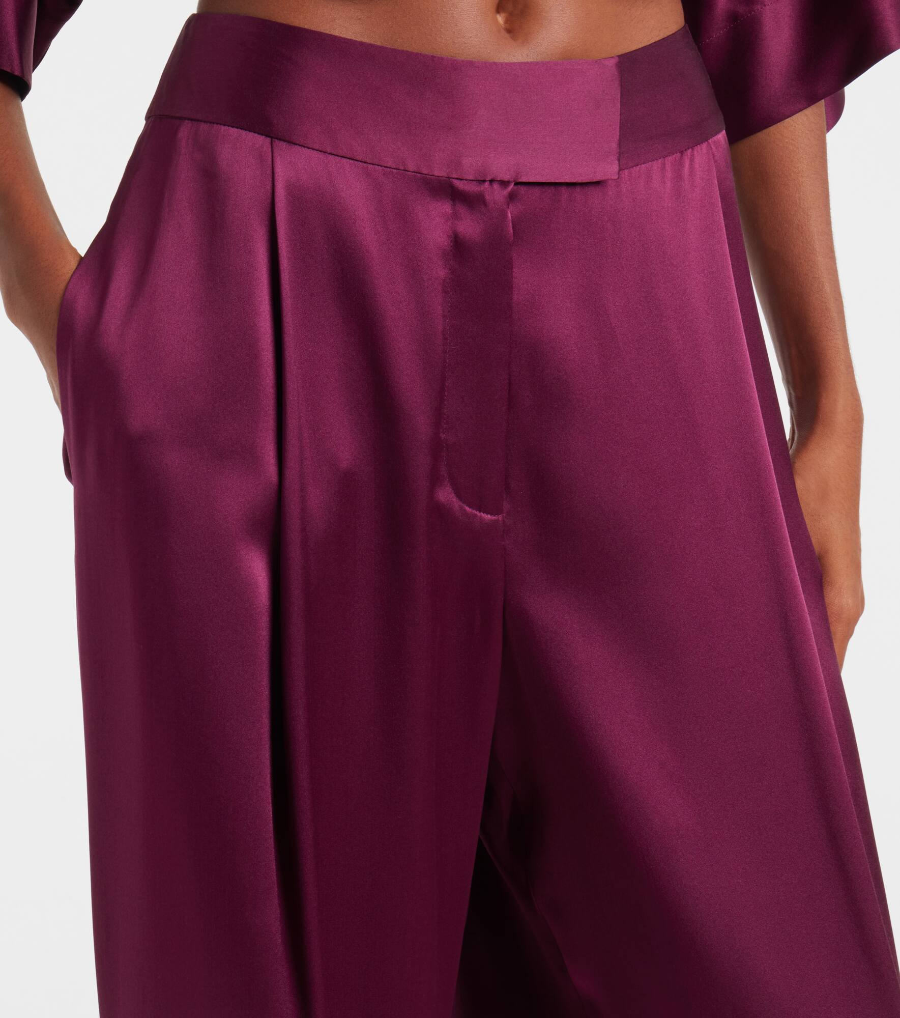 High-rise silk wide-leg pants - 4