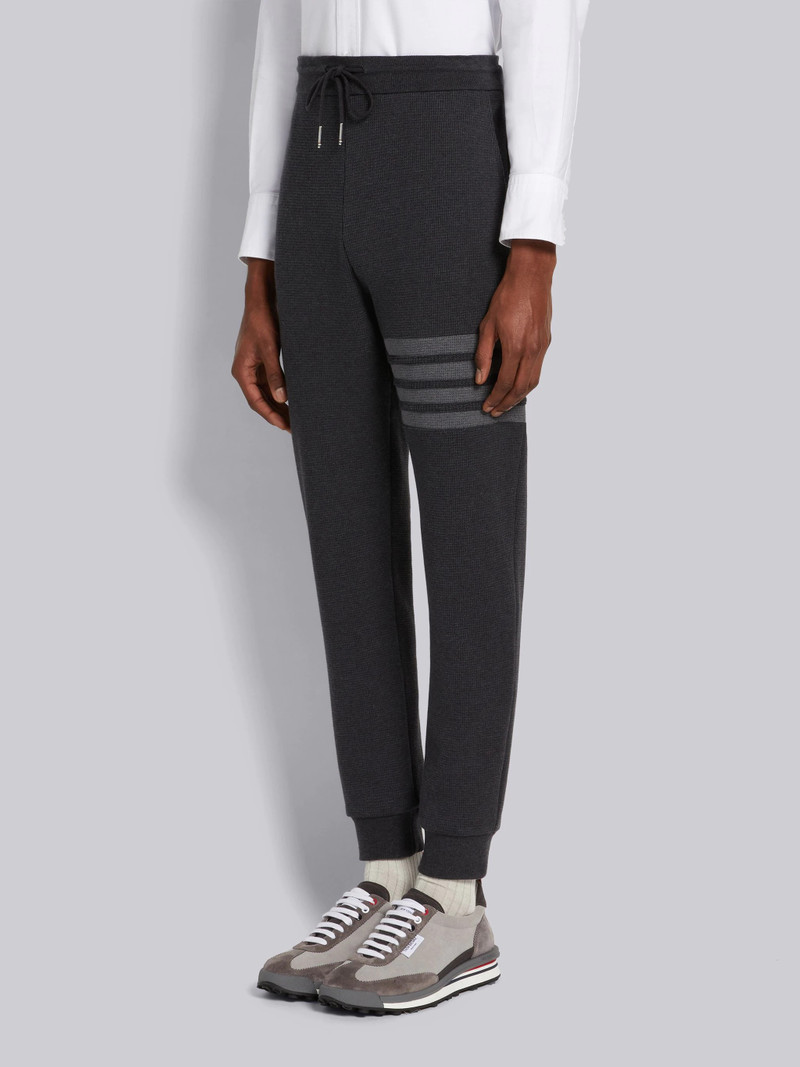 Thom Browne Charcoal Compact Waffle 4-Bar Sweatpants outlook