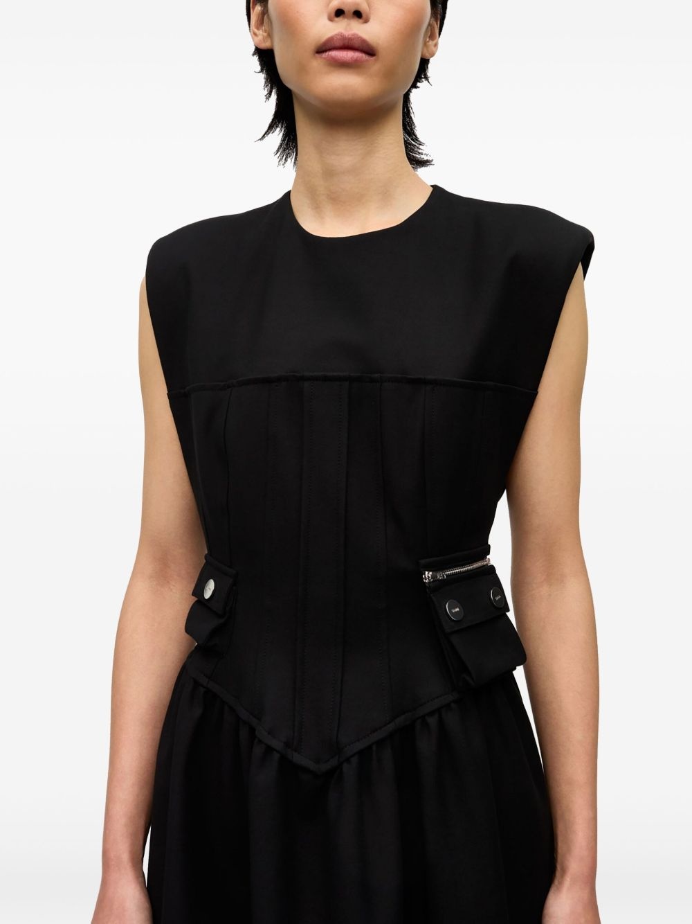 pleat-detailing midi dress - 4