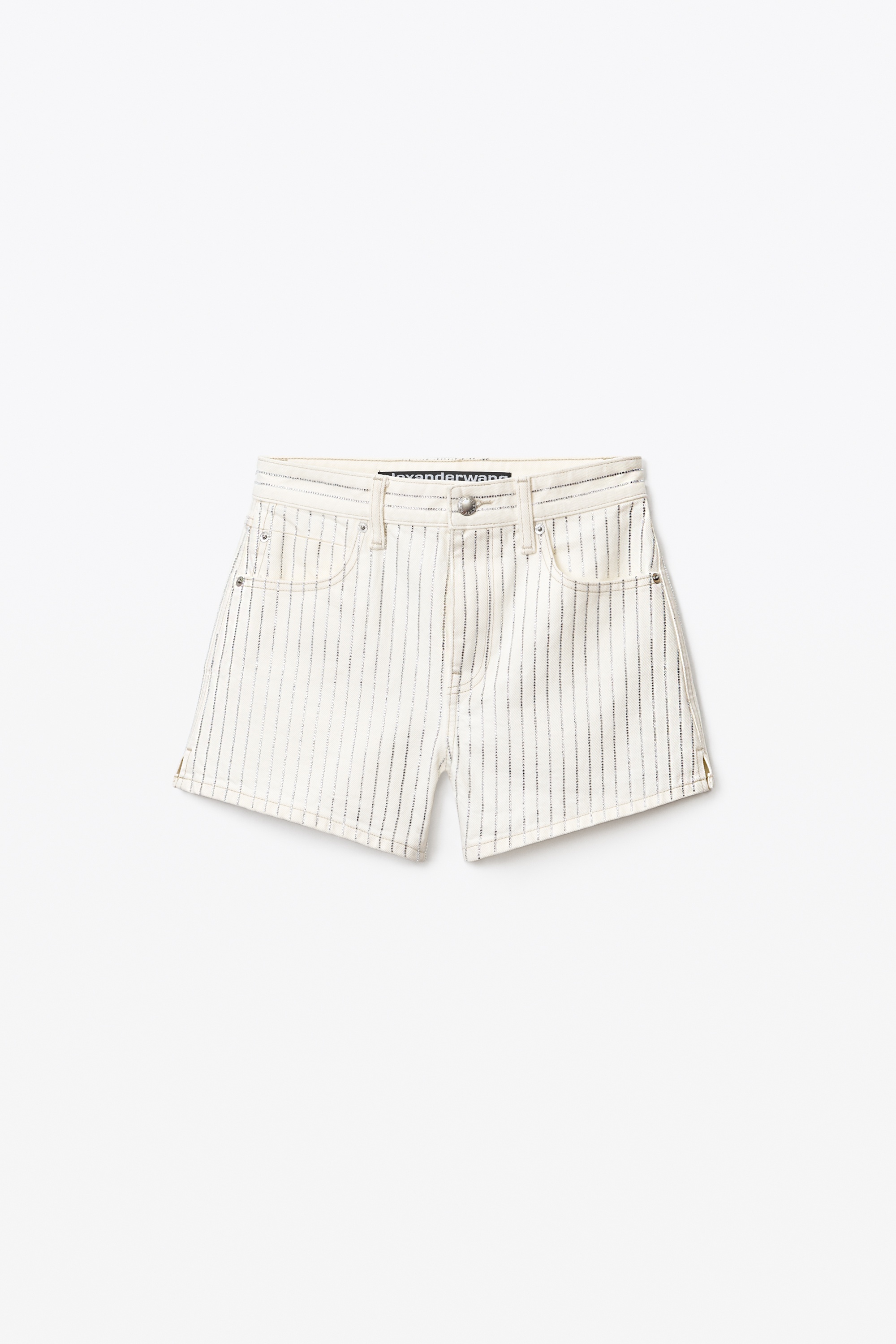 CRYSTAL STRIPE BITE SHORT IN DENIM - 1