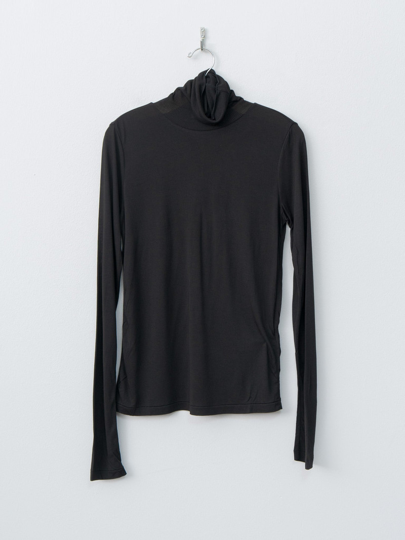 Modal Silk Jersey Turtleneck - Black 1