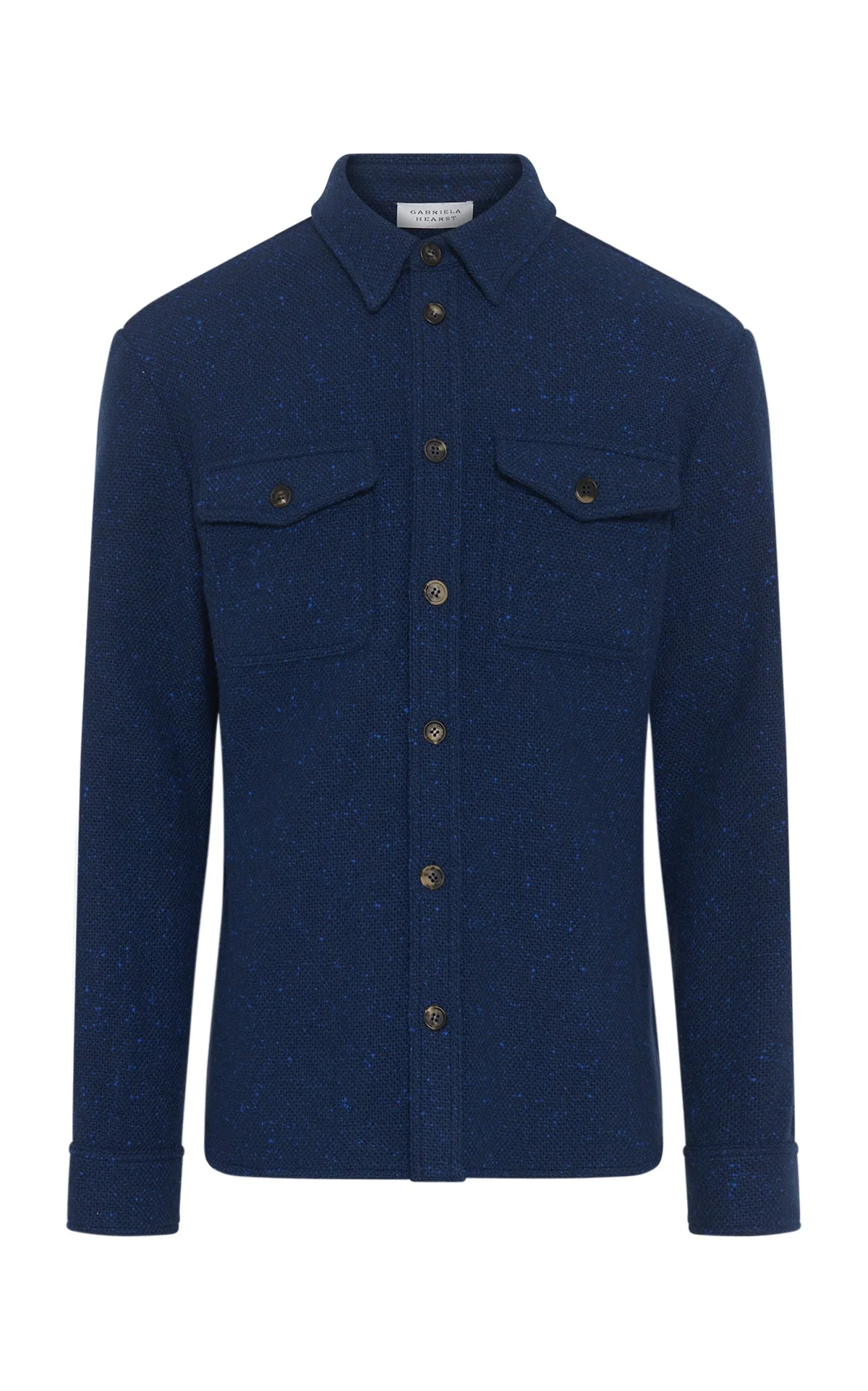 Lucas Overshirt in Electric Navy Speckled Cashmere - 1