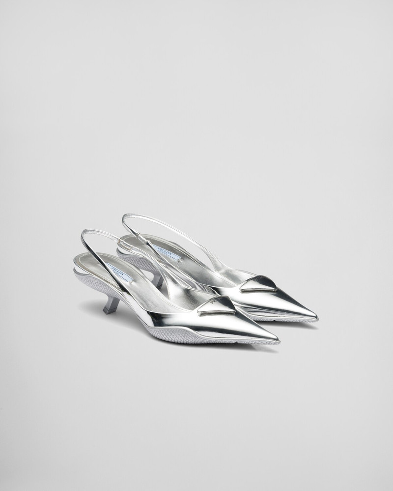 Brushed leather slingback pumps 2