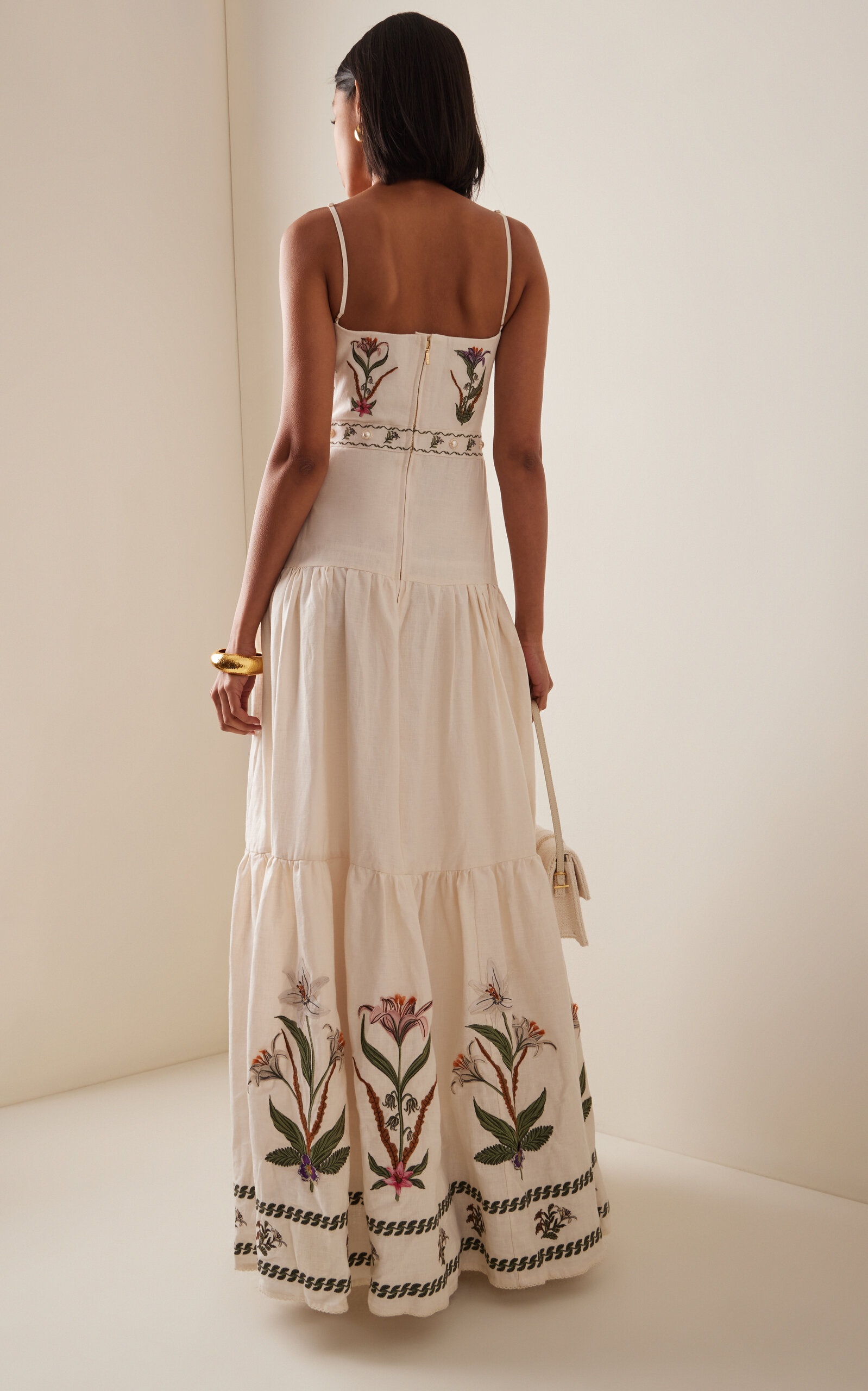 Lima Embroidered Linen Maxi Dress neutral - 4