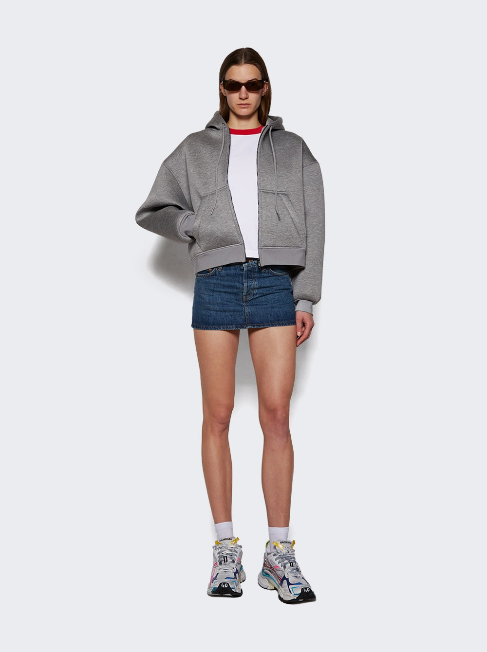 Bonded Zip Hoodie Grey Marl - 2
