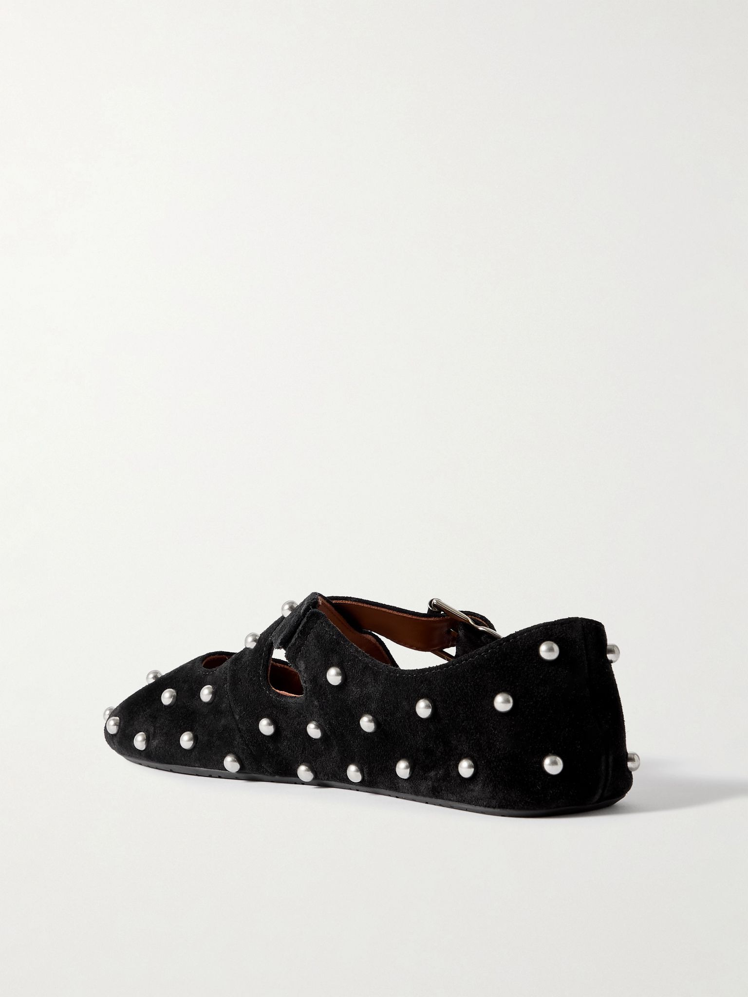 Criss Cross studded suede ballet flats Black - 2