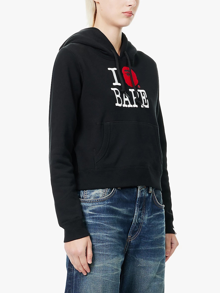 I Love Bape embroidered cotton-jersey hoody - 3